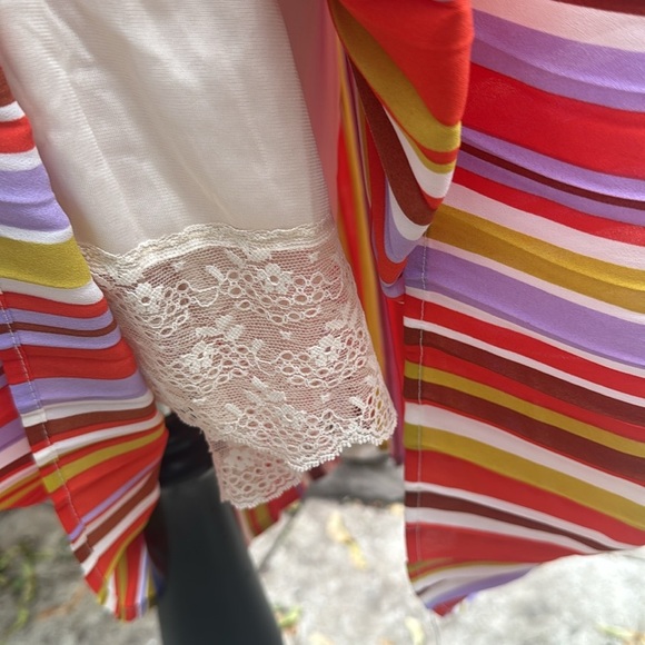 Colorful Striped Pleated Midi Skirt Forever 21 Contemporary. Size L - Picture 7 of 10